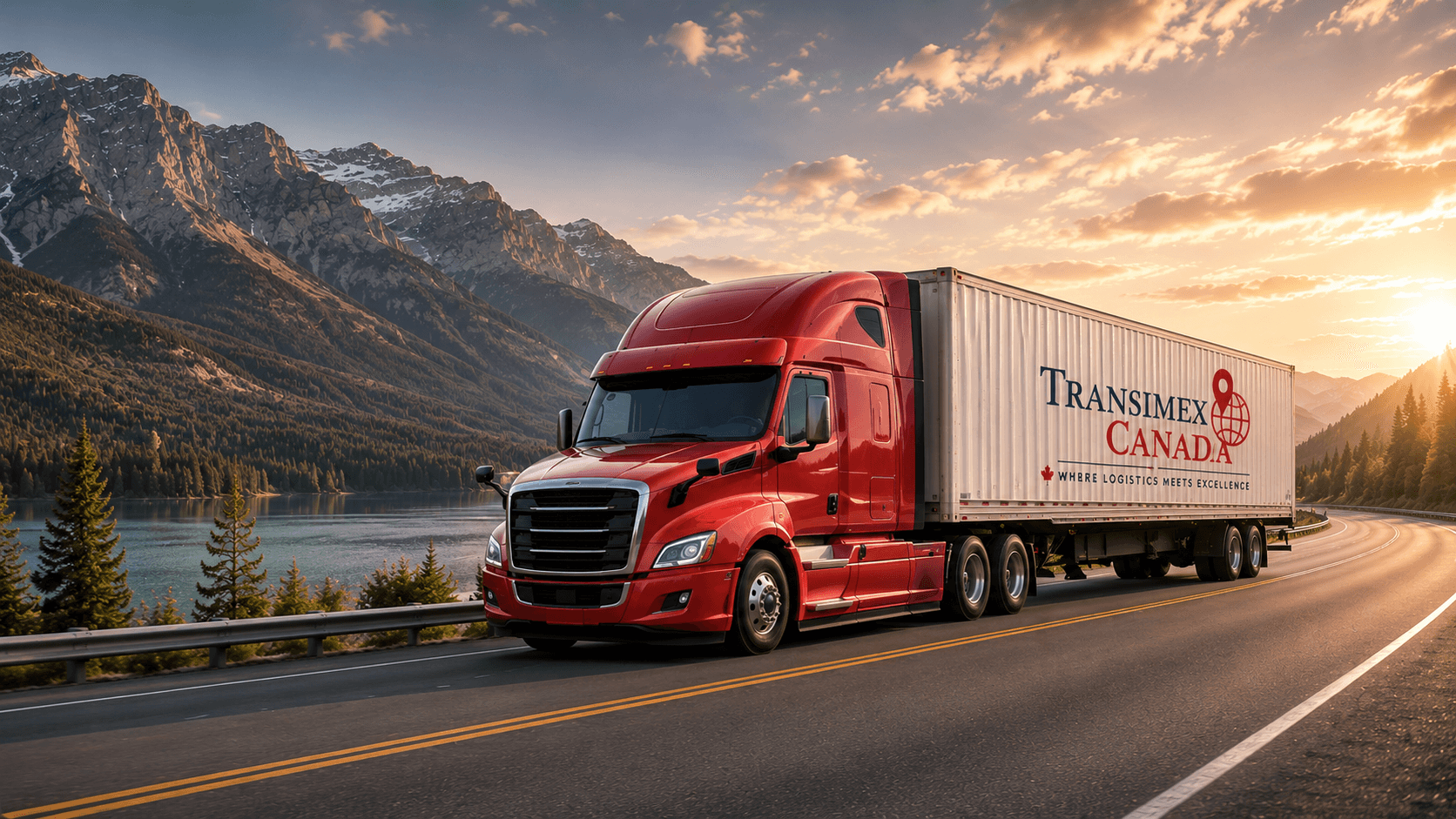 Truck on mountain highway