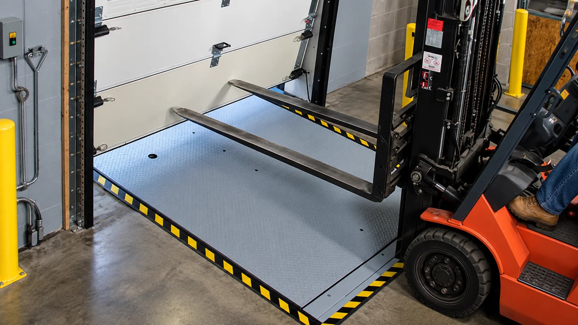 Loading dock doors at a freight facility