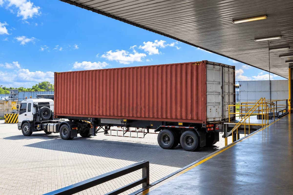 Truck at a warehouse loading dock