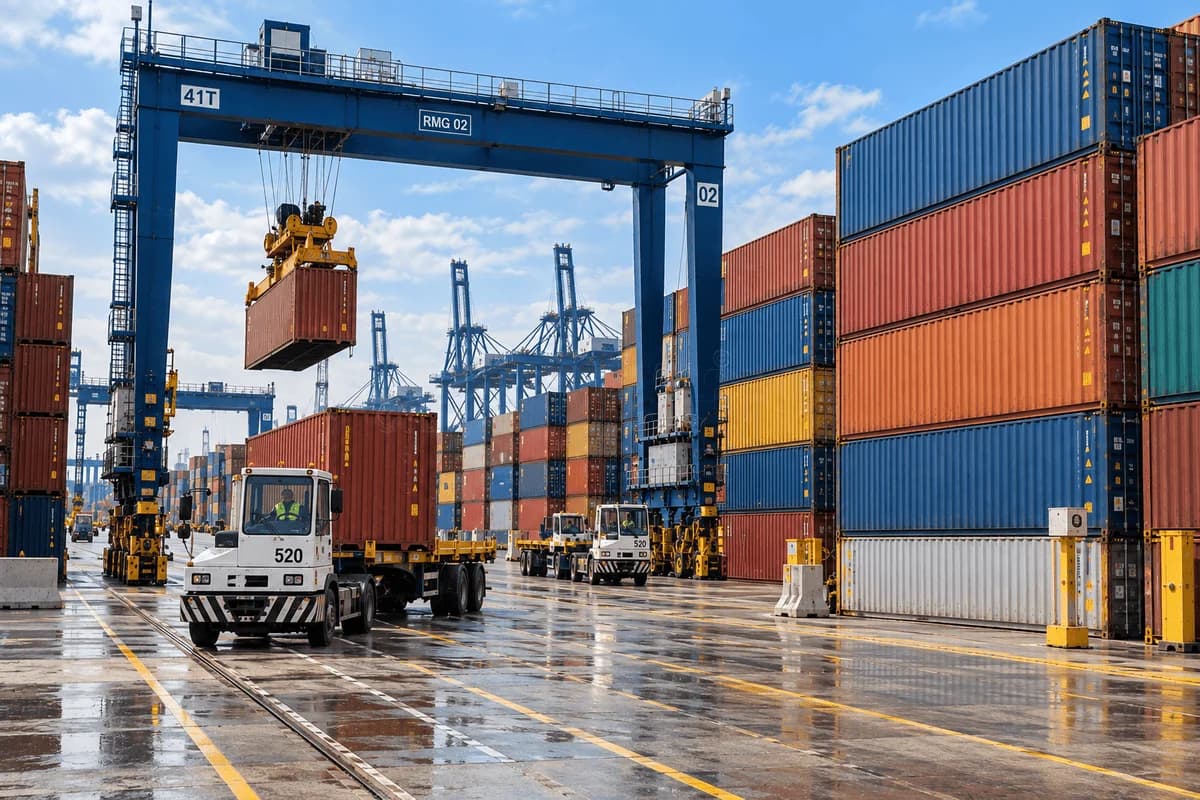 Containers stacked at a terminal yard