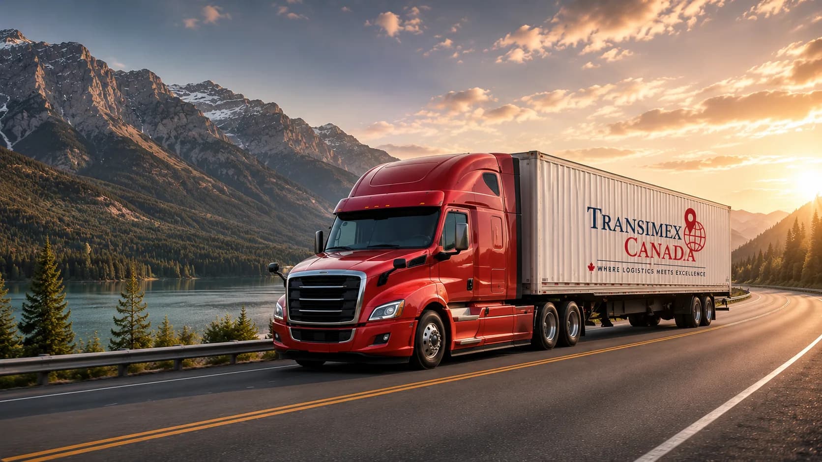 Truck on mountain highway